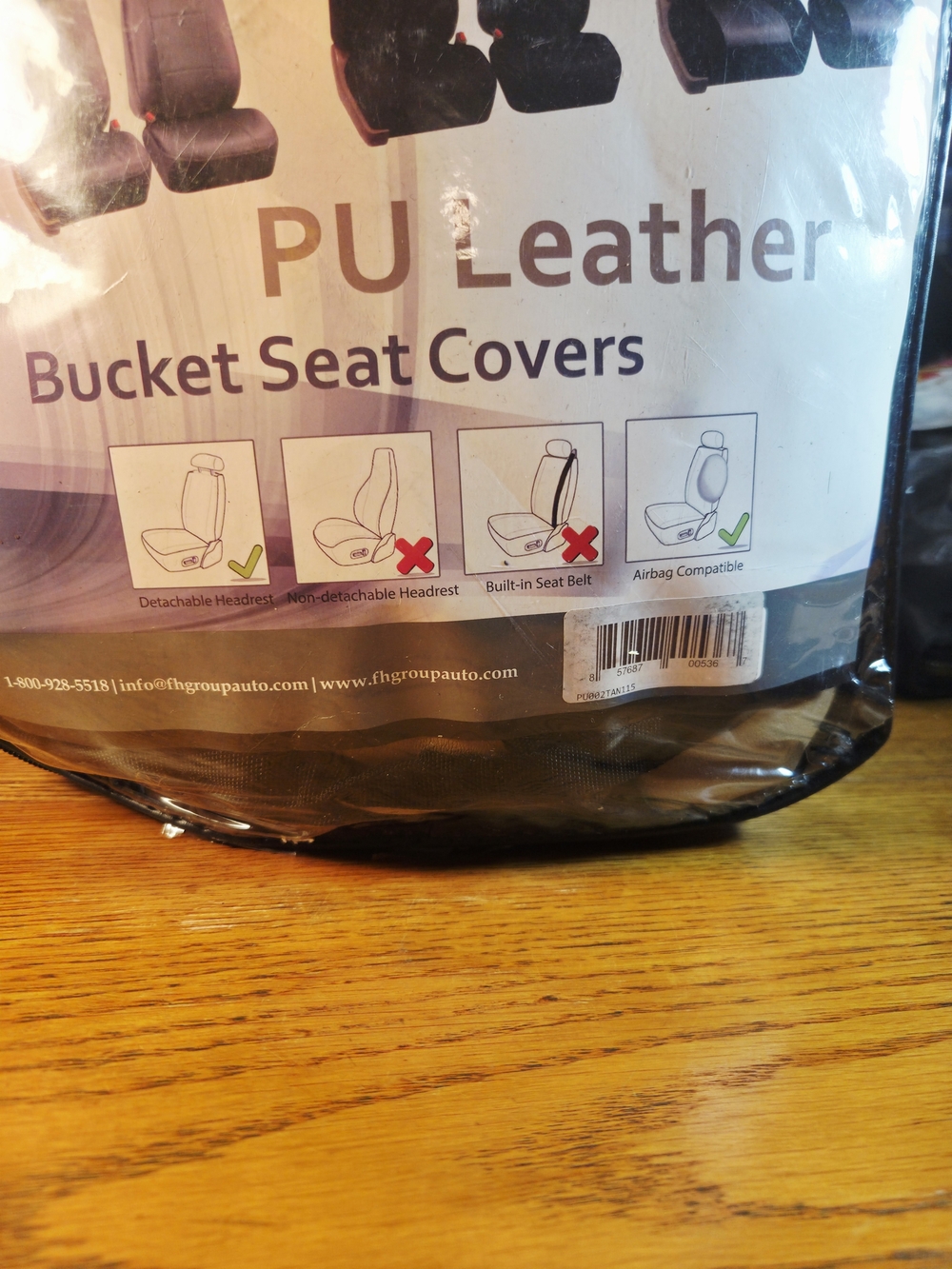 PU Leather Bucket Seat Covers Set - Tan Color..For BUCKET SEATS IN A VEHICLE
